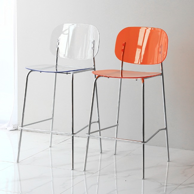 에이비퍼니쳐[리퍼브] 레프 투명 플라스틱 홈바의자 아일랜드 식탁 높은 의자