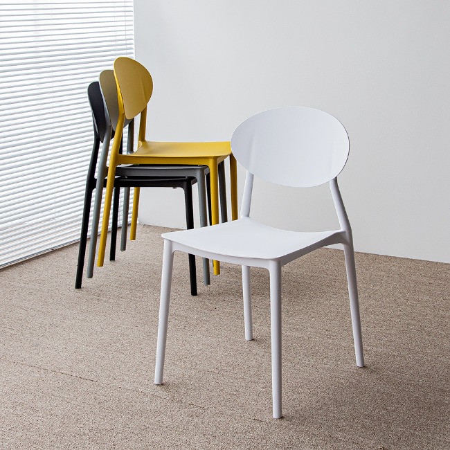포인트 스택 카페의자 플라스틱 사출 디자인 의자 4컬러