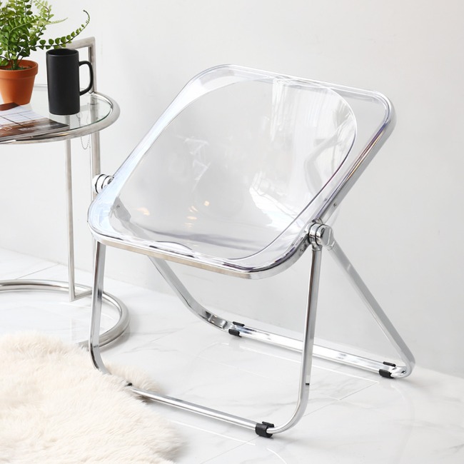 에이비퍼니쳐[리퍼브] 베가 플로나체어 투명 미드센추리모던 접이식 폴딩 카페 디자인 의자