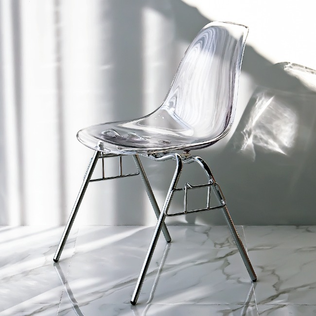 빈 DSS 미드센추리 모던 투명 플라스틱 철제 카페 의자