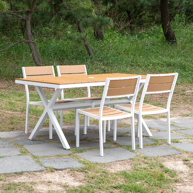 넬프 랜드 크로스 야외테이블세트 카페 정원 테라스 알루미늄 수지목 야외용 테이블