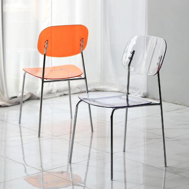 에이비퍼니쳐[B급]레프 투명 카페의자 플라스틱 철제 인테리어 디자인 의자